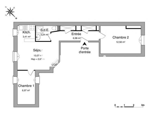 Location Appartement 3 pièces 44.01 m² - 90 RUE DU MONT-CENIS Paris 75018