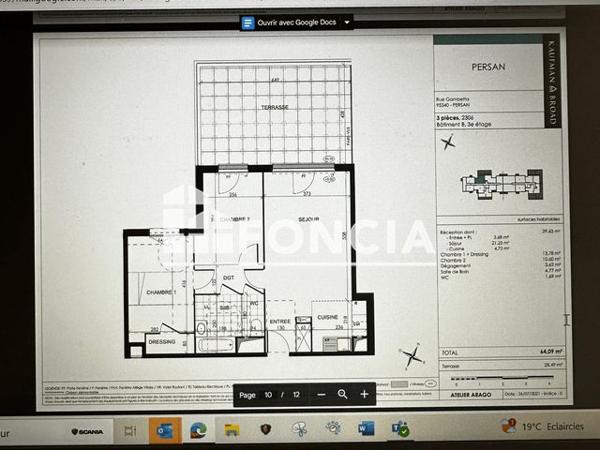 Location Appartement 3 pièces 64.09 m² - 3 BIS RUE GAMBETTA Persan 95340