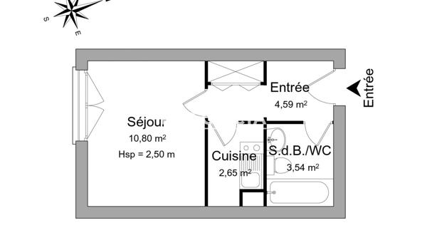 Location Studio 21.58 m² - Strasbourg 67200