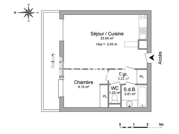 Location Appartement 2 pièces 40.21 m² - 2 ALLEE ARMONVILLE Poitiers 86000
