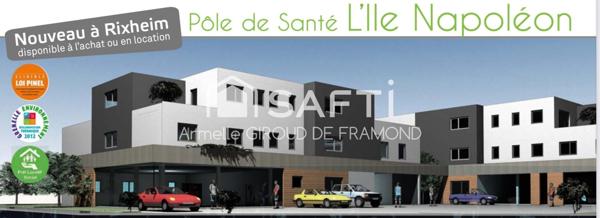 A Rixheim (68170), local professionnel neuf de 21 m2 dans pôle de santé à proximité immédiate d’une pharmacie.