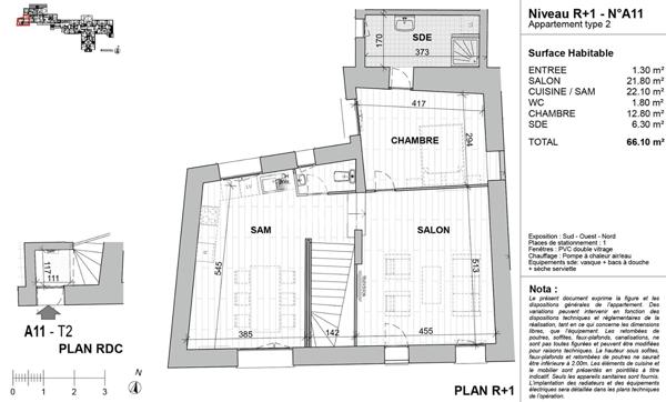 Appartement Vourles 2 pièce(s) 66.10 m2