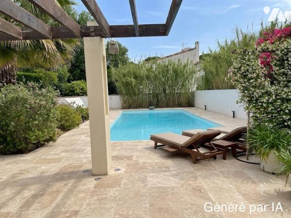 VILLA D'ARCHITECTE DE 1970 DE PLAIN-PIED T5+1 VÉRANDA SUR UN TERRAIN DE 586M2 AVEC PISCINE ET GARAGE