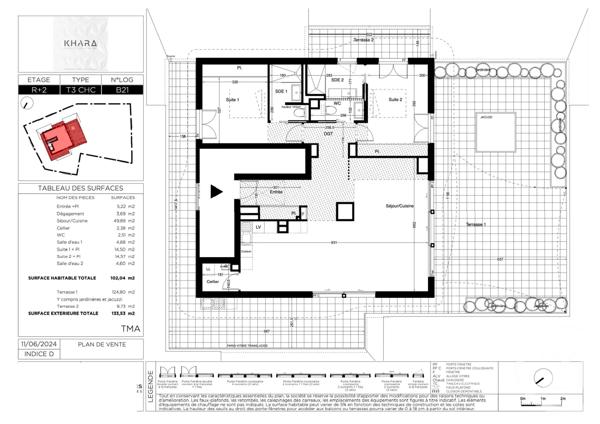 Appartement T3 à vendre  4 pièces - 102,04 m 2   CASTELNAU LE LEZ  - 34