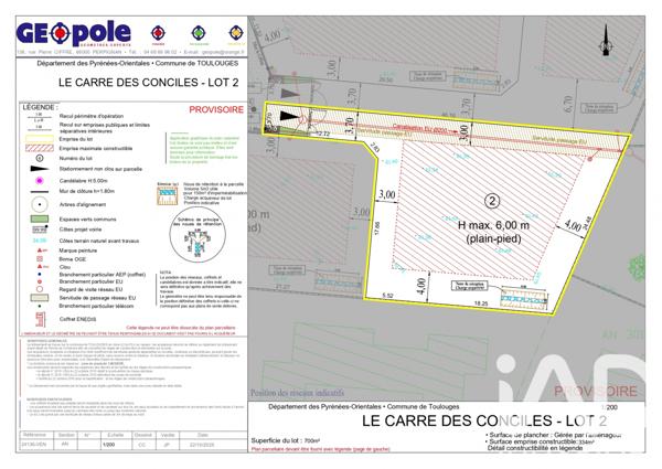 Terrain à vendre 700 m² Toulouges
