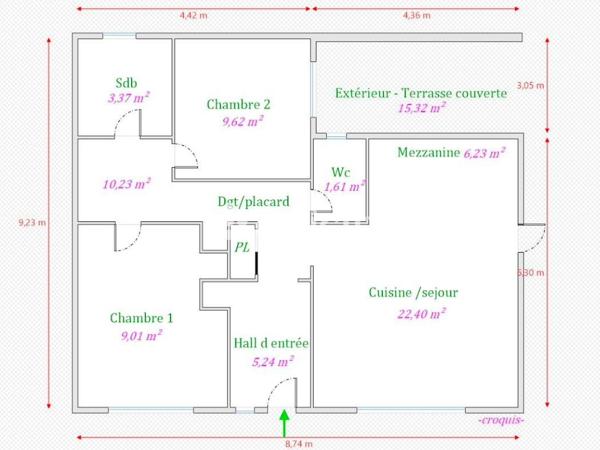 Maison 3 pièces - 65 m² Exclusivité efficity