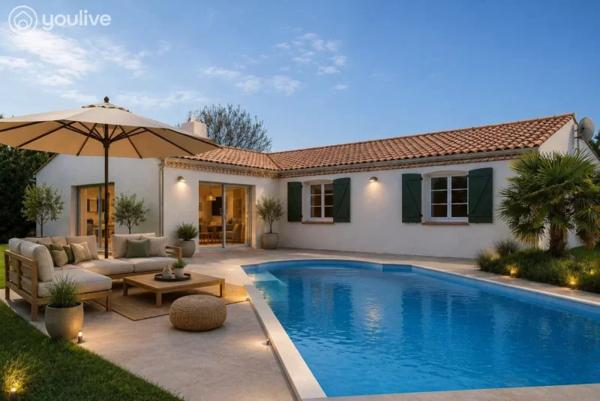 MAISON 4 CHAMBRES – PISCINE CHAUFFÉE – GRAND GARAGE – ENVIRONNEMENT NATURE