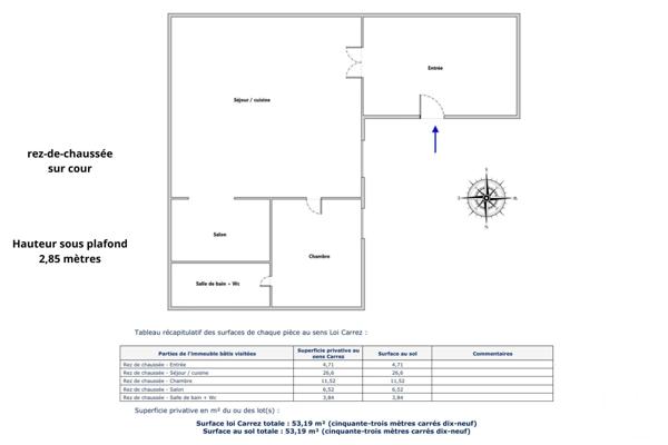 Appartement T3 à vendre  3 pièces - 53,19 m 2   PARIS  - 75006