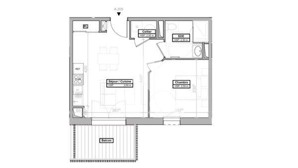 Appartement 2 pièces 40.71 m2