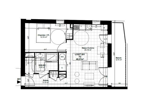 Appartement 2 pièces 48.26 m2