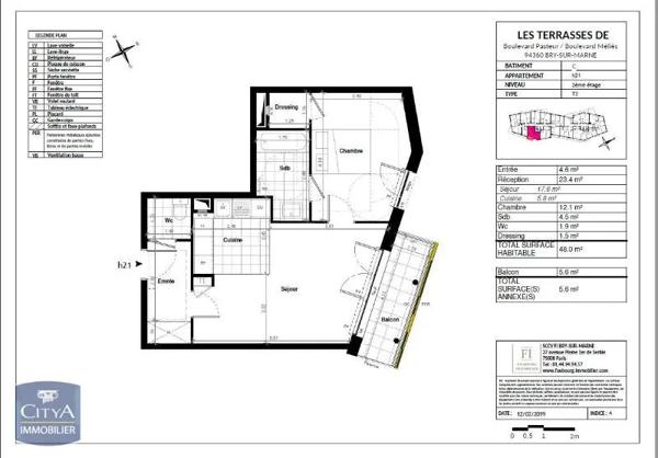 Appartement à louer 2 pièces 47.72m² Bry-sur-Marne (94360)