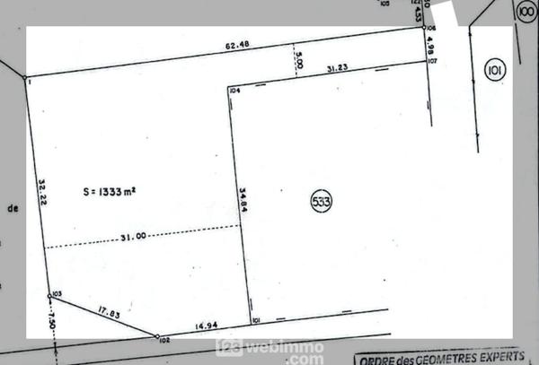 Terrain à bâtir 1333 m² à Montmorillon 86500