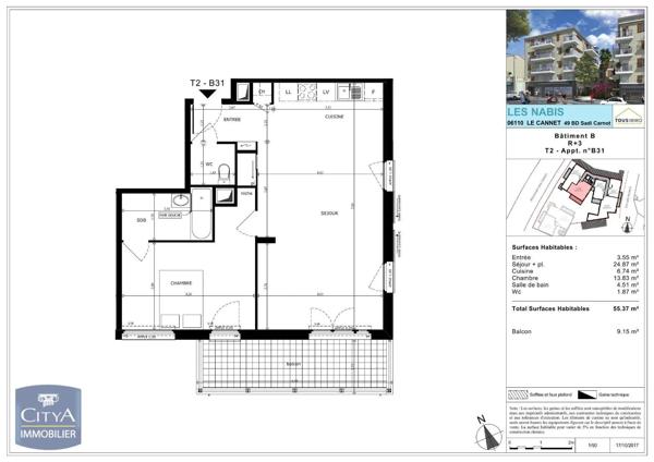 Appartement à vendre 2 pièces 55.64m² Le Cannet (06110)