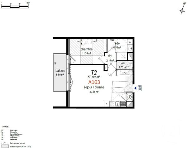 Appartement T2 à vendre  2 pièces - 50,95 m2 PLENEUF VAL ANDRE - 22