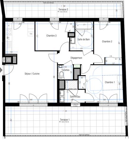 Rennes (35700) RENNES JEANNE D'ARC - T2 AVEC CHAMBRE SEPAREE - TERRASSE ET JARDIN
