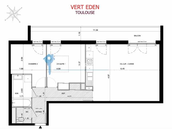 Appartement 3 pièce(s) 2 chambre(s) 68.14 m²