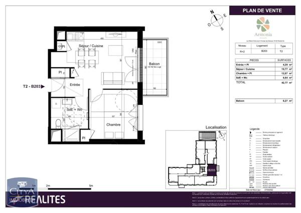 Appartement à louer 2 pièces 42.77m²