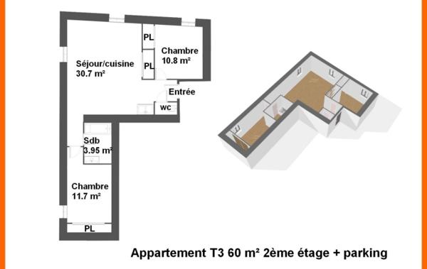 Vente Appartement P3 rénové(e) Montluel   