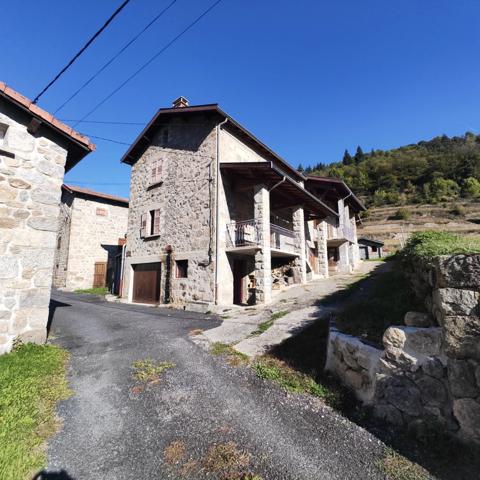 St Martin de Valamas -Propriété Rurale : 2 maisons de village mitoyennes en pierres (9 pièces) écurie, dépendances, 5000 m2 attenant, en tout 3 hectares