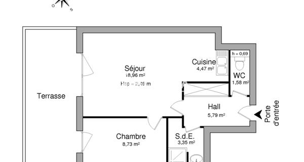 Location Appartement 2 pièces 42.88 m² - La Riche 37520