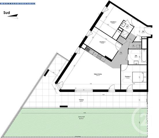 Appartement F2 à vendre  2 pièces - 46,78 m2 ST LAURENT DU VAR - 06