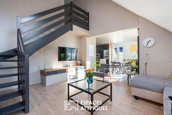Nantes Île Beaulieu : duplex cathédrale sous les toits avec balcon-terrasse