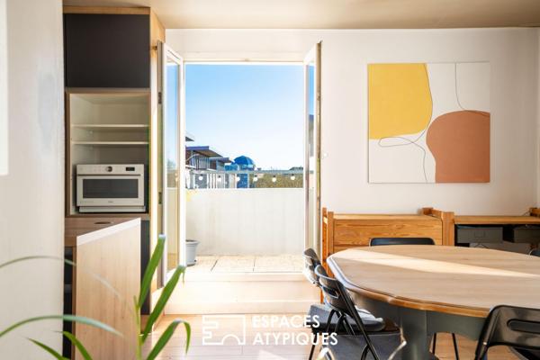 Nantes Île Beaulieu : duplex cathédrale sous les toits avec balcon-terrasse