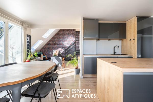 Nantes Île Beaulieu : duplex cathédrale sous les toits avec balcon-terrasse