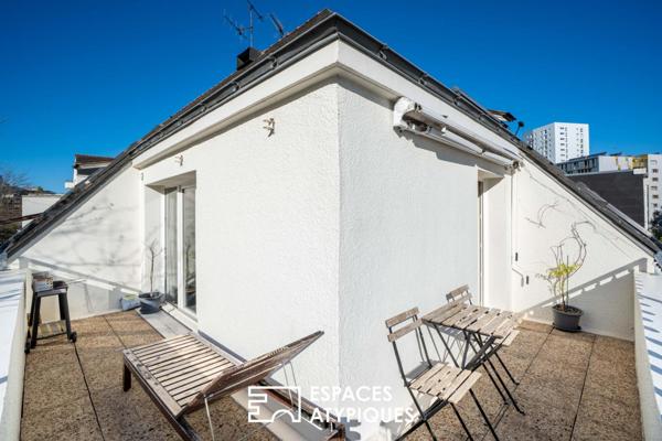 Nantes Île Beaulieu : duplex cathédrale sous les toits avec balcon-terrasse