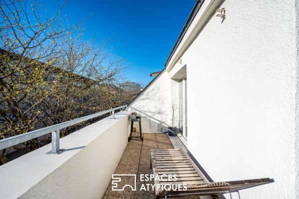 Nantes Île Beaulieu : duplex cathédrale sous les toits avec balcon-terrasse
