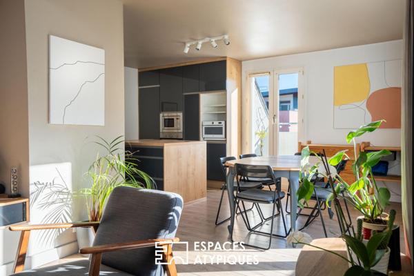 Nantes Île Beaulieu : duplex cathédrale sous les toits avec balcon-terrasse