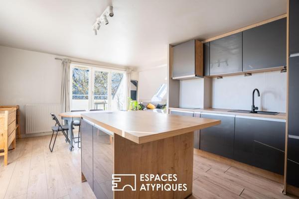 Nantes Île Beaulieu : duplex cathédrale sous les toits avec balcon-terrasse