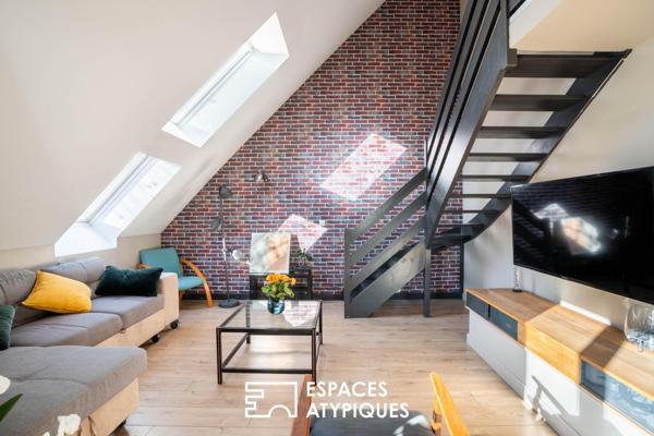 Nantes Île Beaulieu : duplex cathédrale sous les toits avec balcon-terrasse