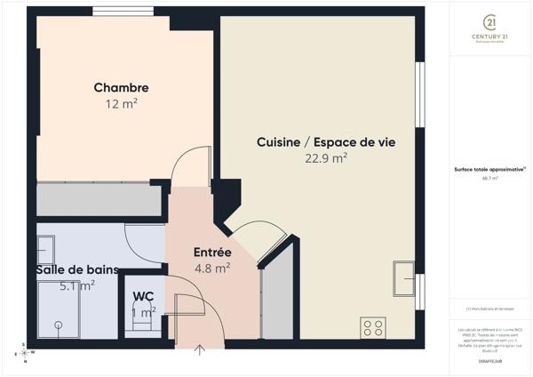 Appartement F2 à vendre  2 pièces - 49,10 m 2   CHARTRES  - 28