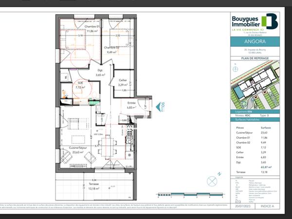Location Appartement 3 pièces 65.87 m² - Laval 53000