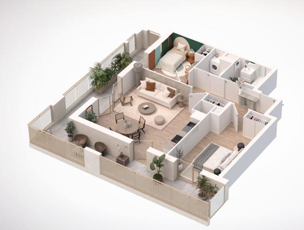 Programme neuf sur Domont appartements du T2 au T3 à partir de 242 000 € avec deux places de parking inclus dans le prix de vente.