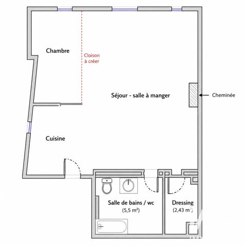 Appartement à vendre 2 pièces 46 m² Paris 3