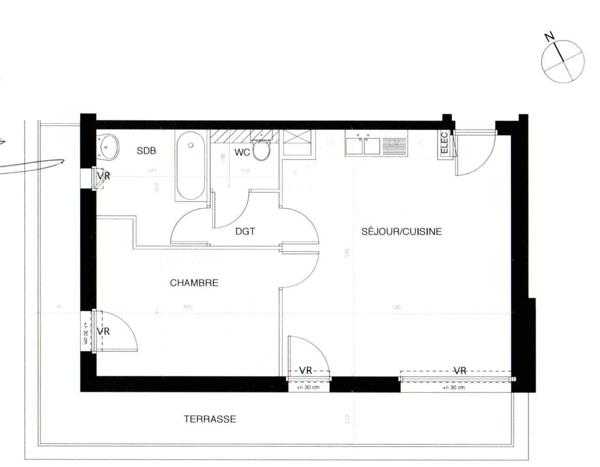 T2 lumineux avec balcon en L et parkings à Couëron