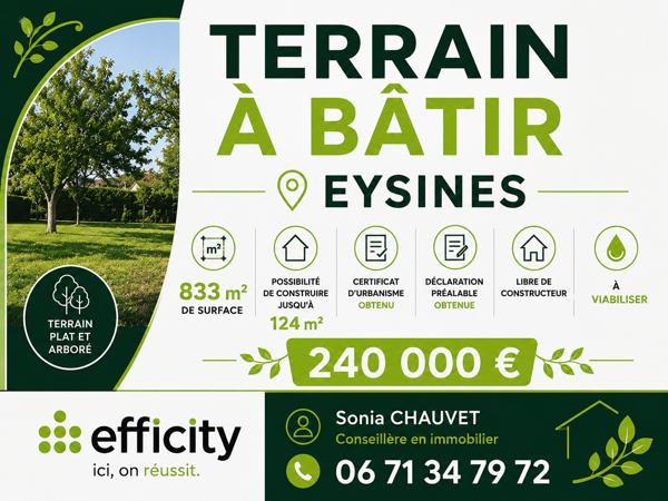 Terrain
        
        - 833 m² 240 000 € *