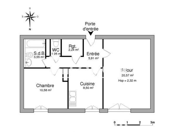 Location Appartement 2 pièces 52.41 m² - BATIMENT D Toulouse 31400