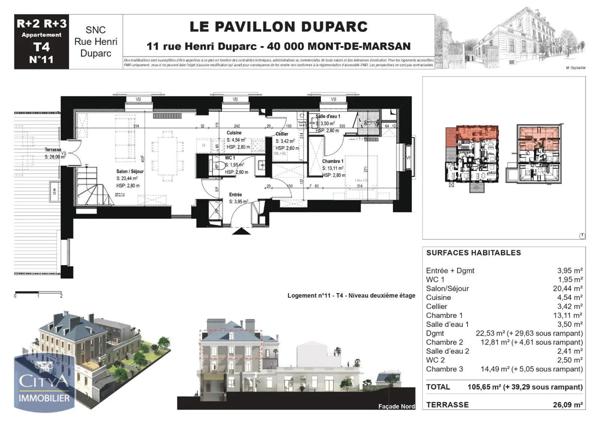 Vente appartement 4 pièces de 105.65m²