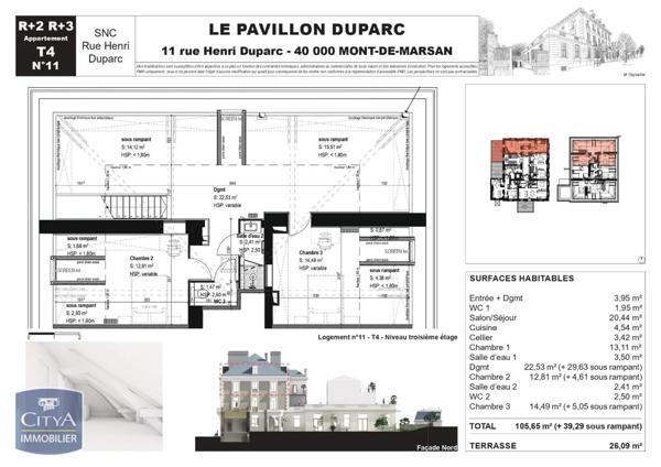 Vente appartement 4 pièces de 105.65m²