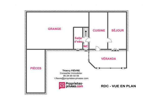 Beaumont En Véron 37420  -  Maison de 5 pièces , 3 chambres, sur un terrain de 1082 m2