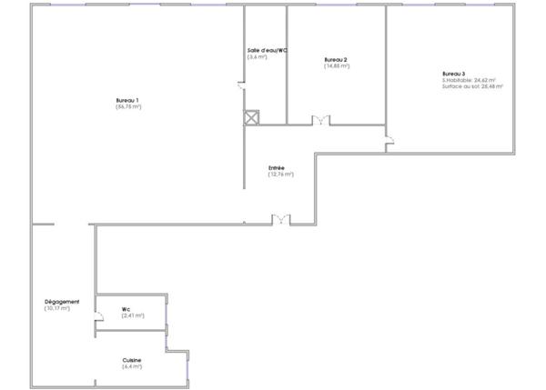 Bureau 3 pièces - 132 m²