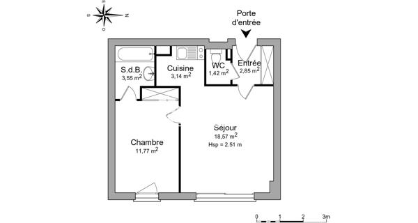 Location Appartement 2 pièces 41.3 m² - Saint-brieuc 22000