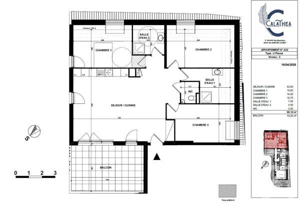 Appartement F4 à vendre  4 pièces - 98,10 m 2   VILLENEUVE LOUBET  - 06