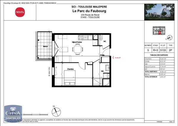 Appartement à louer 2 pièces 41.95m² Toulouse (31000)