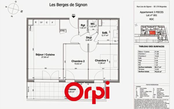 Appartement à vendre    3 pièces • 61,17 m2 Brignoles