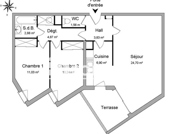 Location Appartement 3 pièces 66.01 m² - 8 rue Palestro Marseille 13003