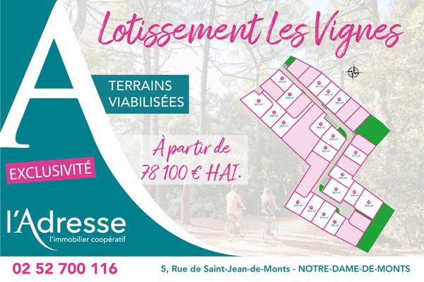 Terrain viabilisé de 408 m² - Notre Dame de Monts